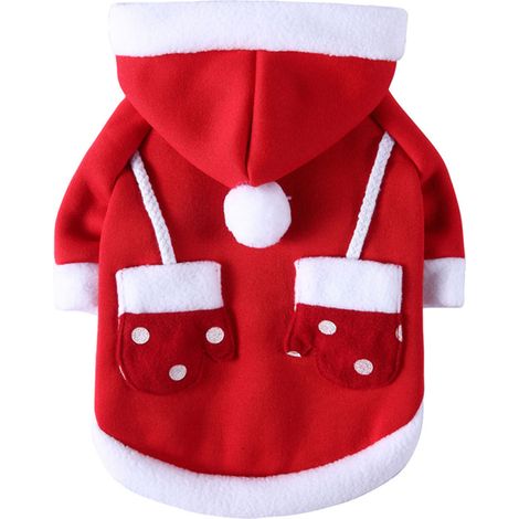 Vêtements chauds pour chien en velours corail, costume pour chien avec capuche tendance, vêtements pour animaux de compagnie pour décorations de fêtes d'automne et d'hiver SDZ128 S (1/5)