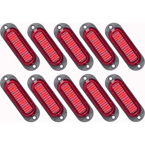 10 luci di segnalazione laterali a LED 12/24V Luci di segnalazione laterali a LED per rimorchio, luci di segnalazione laterali per camion, camper, roulotte (rosse), (1/4)