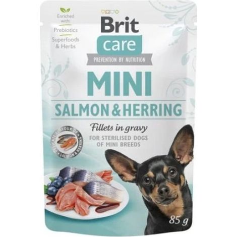 Perro de cuidado británico  Mini  Saszetka 85g - salmón y arenque esterilizados 85g