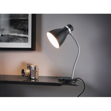Klemmleuchte HARVEY flexibel, Chrom & Metallschirm Schwarz, 36cm (1/5)