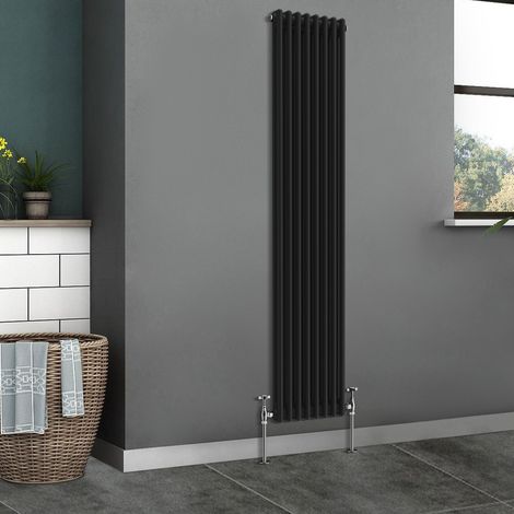 Traditional Radiator Cast Iron Style Radiator 2 Column Black 1800x380mm