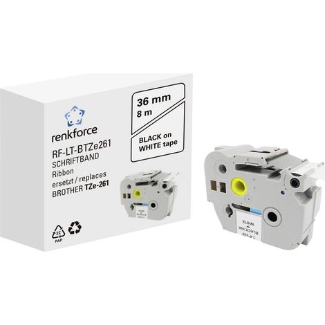 Renkforce RF-LT-BTZe261 compatible remplace Brother TZe-261 36 mm Couleur de ruban: blanc Couleur de police: noir 8 m