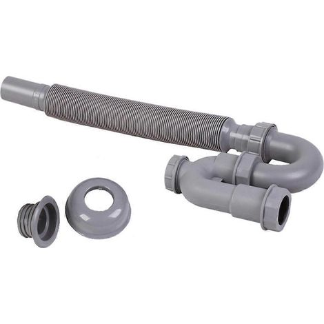 Tuyau d'évacuation flexible anti-odeurs en forme de S pour lavabo, tuyau d'évacuation en U pour lavabo, descente de 80 cm ( ) (1/5)
