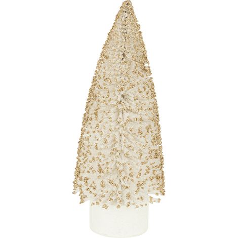 Déco de Noël Sapin lumineux Blanc pailleté Doré 8 LED H 20 cm - Feeric Christmas (1/3)