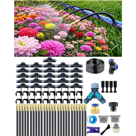 Drip Irrigation System, Automatic Garden Watering, 360° Adjustable Spray Nozzle, High Flow Rotary Sprinkler Head for Garden, Patio and Potted Plants (1/5)