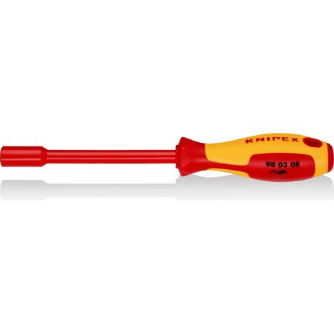 KNIPEX 98 03 08 Llave de vaso con mango destornillador aislados con fundas multicomponentes, según norma VDE Barnizados 237 mm