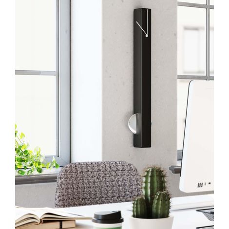Kare Design orologio per muro, nero/argento, stile minimalista, moderno, sala, uffficio, cucina, batteria non inclusa 65x6x6cm (1/2)