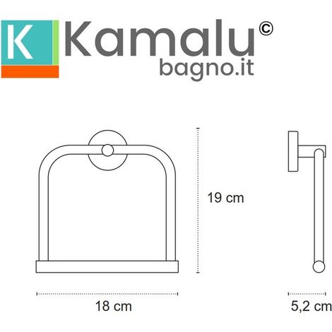 Portasalviette in acciaio inox bianco opaco installazione a parete MIRA-B kamalu (1/2)