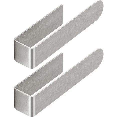 Porte-serviettes mural pour salle de bain, barre porte-serviettes carrée autocollante à fixer au mur pour meuble de cuisine ou douche (lot de 2) (1/5)