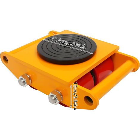 Carro de transporte de maquinaria, 4 ruedas, disco giratorio de 360 ​​grados, AMARILLO (1/2)