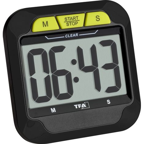 TFA Dostmann Digitaler Timer und Stoppuhr mit großen Ziffern Timer Schwarz digital