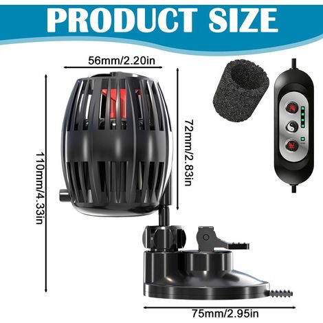 Pompe de Brassage pour Aquarium avec Contrôleur Intelligent - Pompe Submersible Réglable à 4 Vitesses Rotation à 360° pour Aquarium d'Eau Douce et d'Eau de Mer