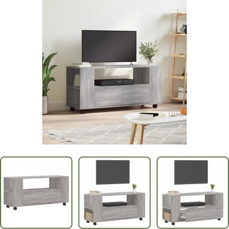 Meuble tv bois - Meuble TV sonoma gris 102x34,5x43 cm bois d'ingénierie (1/5)