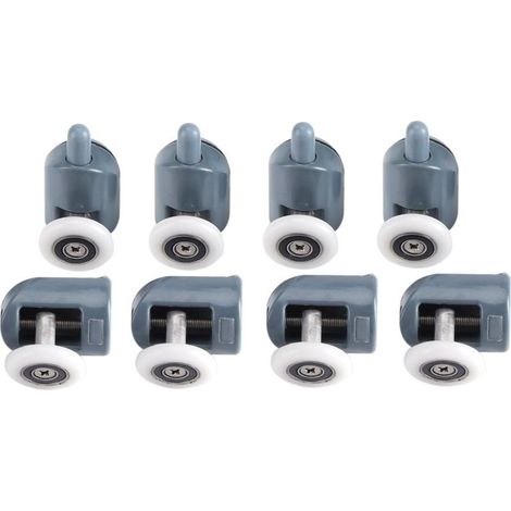 8 x Roulettes doubles pour porte de douche en haut et en bas, roulettes de roulement pour salle de bain, roue unique (1/5)