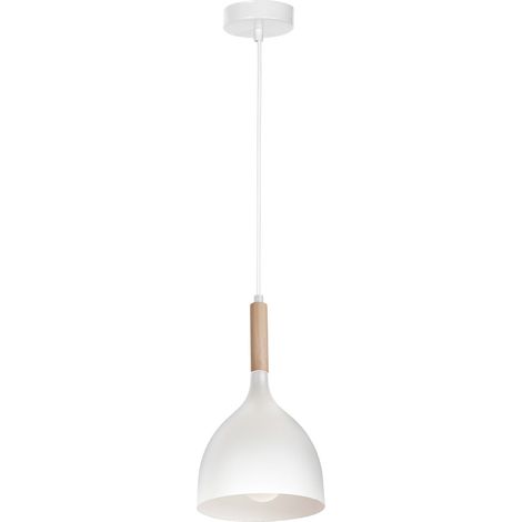 Suspension Luminex Noak Wood blanche métal/bois E27