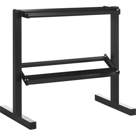 Porta Pesi con 2 Ripiani in Acciaio per Palestra, Casa e Ufficio, 94x52.5x82cm, Nero