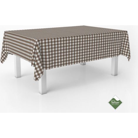Nappe Vichy Carreaux Moyens Anti-Taches Ronde 140 cm Marron (1/5)
