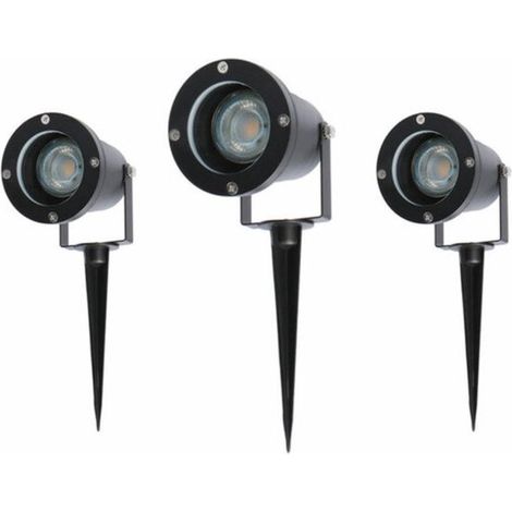 Spots lumineux de jardin à piquer - Étanche IP65 - Culot GU10 - Lot de 3 (1/5)
