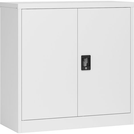Mueble de oficina, taquilla de oficina, mueble de almacenaje para salón, oficina, dormitorio, taller, acero lacado 90 x 40 x 90 cm gris claro 030006321