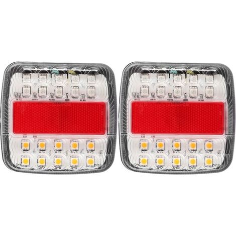 2 pièces 12V/24V 20LED feux arrière Double couleurs pour camion remorque (couvercle de lampe blanc) (1/5)