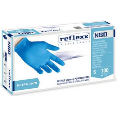 100 PZ GUANTI IN NITRILE ULTRA SOTTILI N80B Taglia XL
