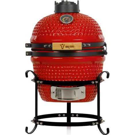 BBQ-Toro Kamado Grill a carbonella Ø 32 cm “HAIIRO” con griglia e termometro, rosso (1/5)