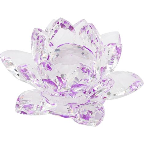 Presse-Papier Cristal Quartz Lotus Violet - Décoration Maison Mariage Bureau - Figurine Ornement - 1 Pièce (1/5)