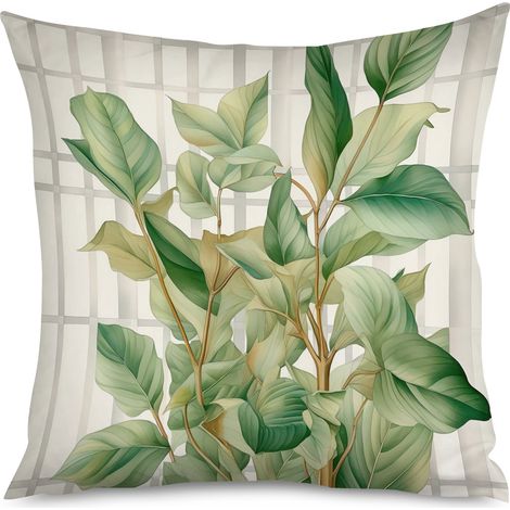 Housse de coussin imprimé feuilles de chêne, naturel (1/5)