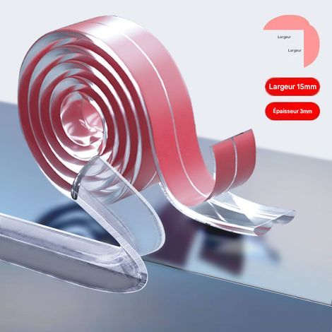 Bande de protection transparente anti-collision pour meubles - 15 mm × 3 mm - Longueur 2 m