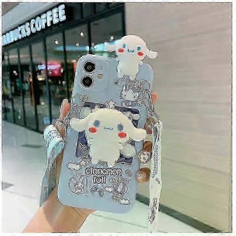 Kawaii Sanrio Cinnamoroll Handyhülle mit Schminkspiegel, kompatibel mit Samsung Galaxy A23, A24, A34, A53, A54, A73, 5G, X Cover5 Cross Strap - L (1/2)