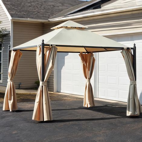 Tonnelle de jardin beige 300 x 300 x 275 cm (1/5)
