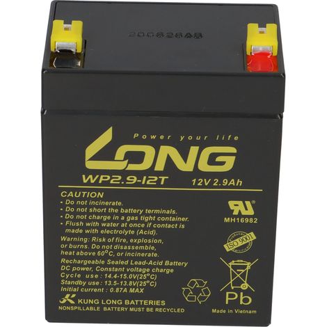 Kung Long WP2.9-12T 12V 2,9Ah AGM Blei Accu Bleiakku Batterie wartungsfrei (1/5)