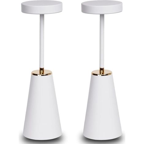 Lampe de table sans fil, lampe de chevet, chargeur smartphone sans fil QI induction, grande autonomie jusqu'à 60h, LED 3 couleurs dimmable 3000-6000K, 95% CRI, port USB-C, Lot de 2 [Classe énergétique (1/5)