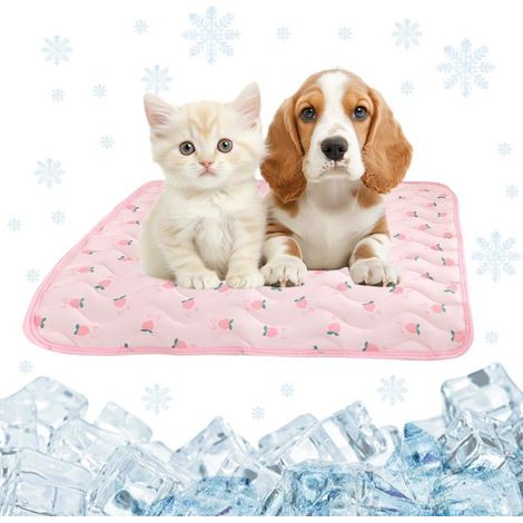 Tapis Rafraîchissant Chien 60x50cm Motif Cerise, Coussin Cool Rose pour Animal Domestique Aucunely (1/5)