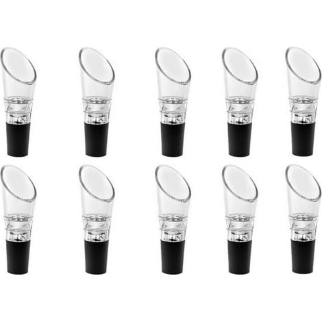 Lot de 10 aérateurs à vin, bouchon de bouteille avec bec verseur, carafe, verseur, aérateur, carafe à décantation rapide avec bec verseur