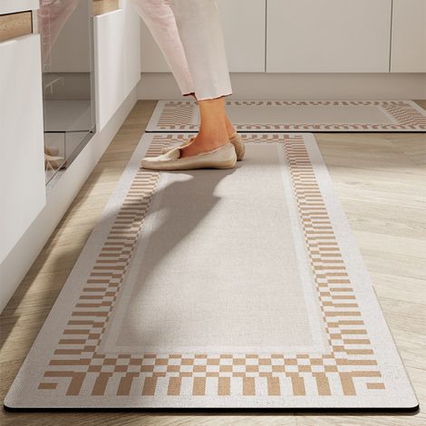 Vin d'abricot doux, 4060cm (terre de diatomées) Tapis de cuisine, facile à nettoyer, lavable, en terre de diatomées, absorbant et antidérapant. (1/5)