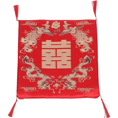 Coussin Portable de Chaise Polyester Coton en Rouge Carré et Traditionnel pour Salle à Manger et Mariage (1/5)