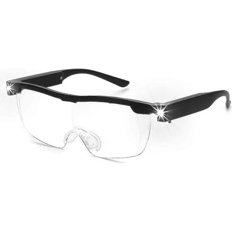 Loupe grossissante à 180 % avec lampe LED rechargeable - Loupe puissante - Lunettes mains libres pour travaux de précision, loisirs créatifs, bijouterie, lecture, etc. (1/4)
