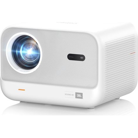 16W Sound, Auto Focus Video Projector, Portable WiFi6 Bluetooth Short Throw Projector, 1080P Native Outdoor Overhead Projector, HDMI/USB – White (1/5)