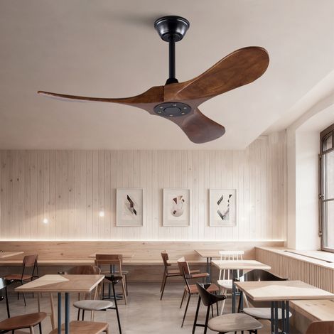 Ventilatore da soffitto 42" senza luce, 3 pale in legno, telecomando, finitura noce HAVRYA (1/5)