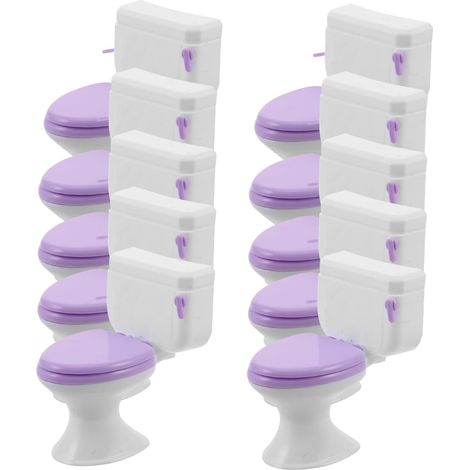 10 Pièces Toilettes Miniatures en Plastique Réalistes 1/12 pour Maison de Poupée Salle de Bain, Accessoires Jouet de Salle de Bain pour Garçon et Filles, Mobilier Miniature (1/5)