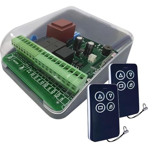 Boîtier universel pour volet roulant, garage, vanne, moteur roulant, volet roulant tubulaire avec récepteur radio 433 MHz et 2 télécommandes (1/3)