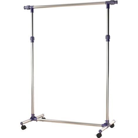 Portant à vêtements tringle réglable à roulettes en acier inox charge max. 25 kg (1/5)