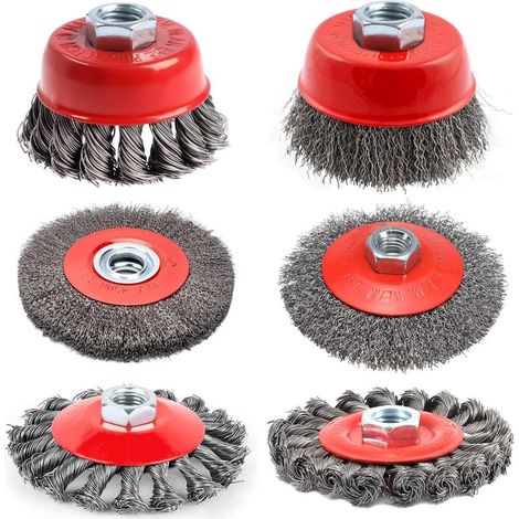 6 Pièces Brosse Metallique, Brosse Metallique pour Perceuse, Brosse Metallique pour Meuleuse, pour Nettoyer, Décalaminer, Rendre Rugueux (1/5)
