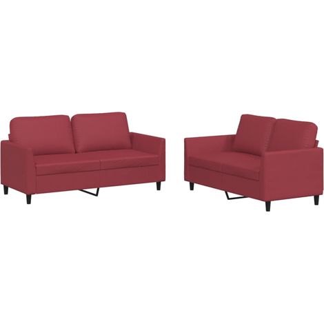 Maison Exclusive - Set di Divani 2 pz con Cuscini Rosso Vino in Similpelle