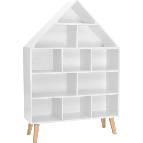WOLTU Librería Infantil de 5 Estantes Estanteria Infantil para Niños de Forma Casita Organizador Juguetes de Madera para Libros Muñecas Blanco 80x24x116cm (1/5)