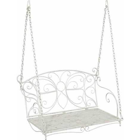 Swing Bench Steel 105.5 x 61 x 56 cm Antique White vidaXL