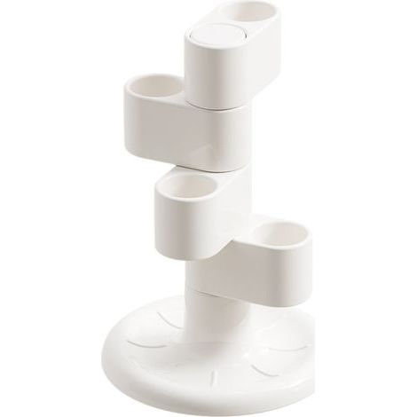 CCYKXA 11x7x7cm Bathroom Toothbrush Holder, Toothbrush Stand with Four Divided Slots for Toothbrushes, Razors, and Makeup Brushes, Unique Slot Design, White (1/5)