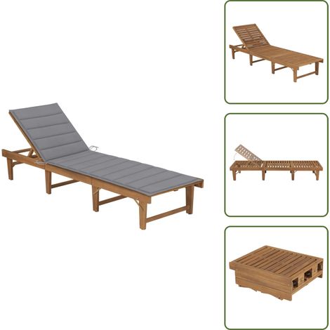 The Living Store Klappbare Sonnenliege mit Auflage Akazie Massivholz - Akazienholz Sonnenliege (1/5)