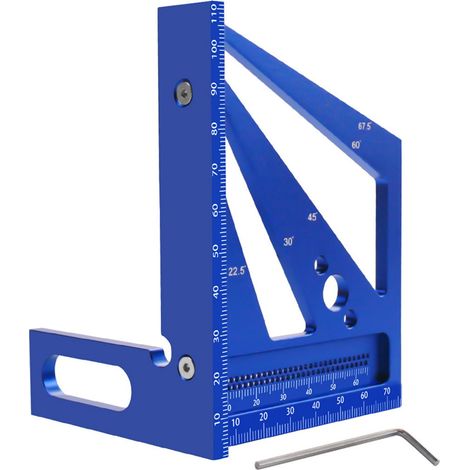 Righello di misurazione per la lavorazione del legno, metrico/pollici, 3D multi-angolo in lega di alluminio, goniometro 22,5/30/45/60/67,5/90 gradi, squadra per la lavorazione del legno, ingegneri e d (1/5)